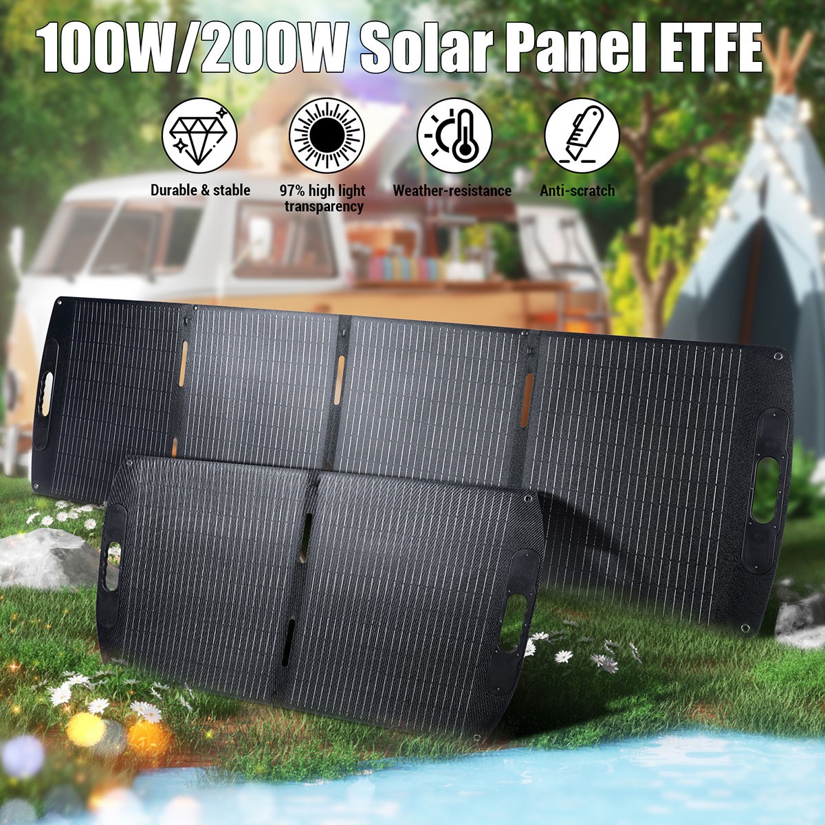 100W 200W Folding Solar Panel Solar Charger for RV Boat Camping Power Station