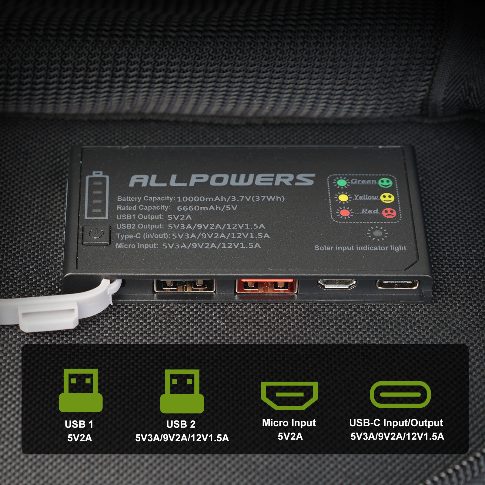 ALLPOWERS 5V 21W Solar Portable Folding Solar Panel Kit Solar Camping Charger