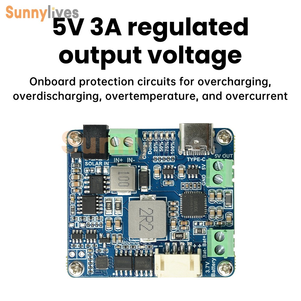6-24V Solar Panel Power Management Module 5V 3A Supports MPPT, PD QC FCP SFCP