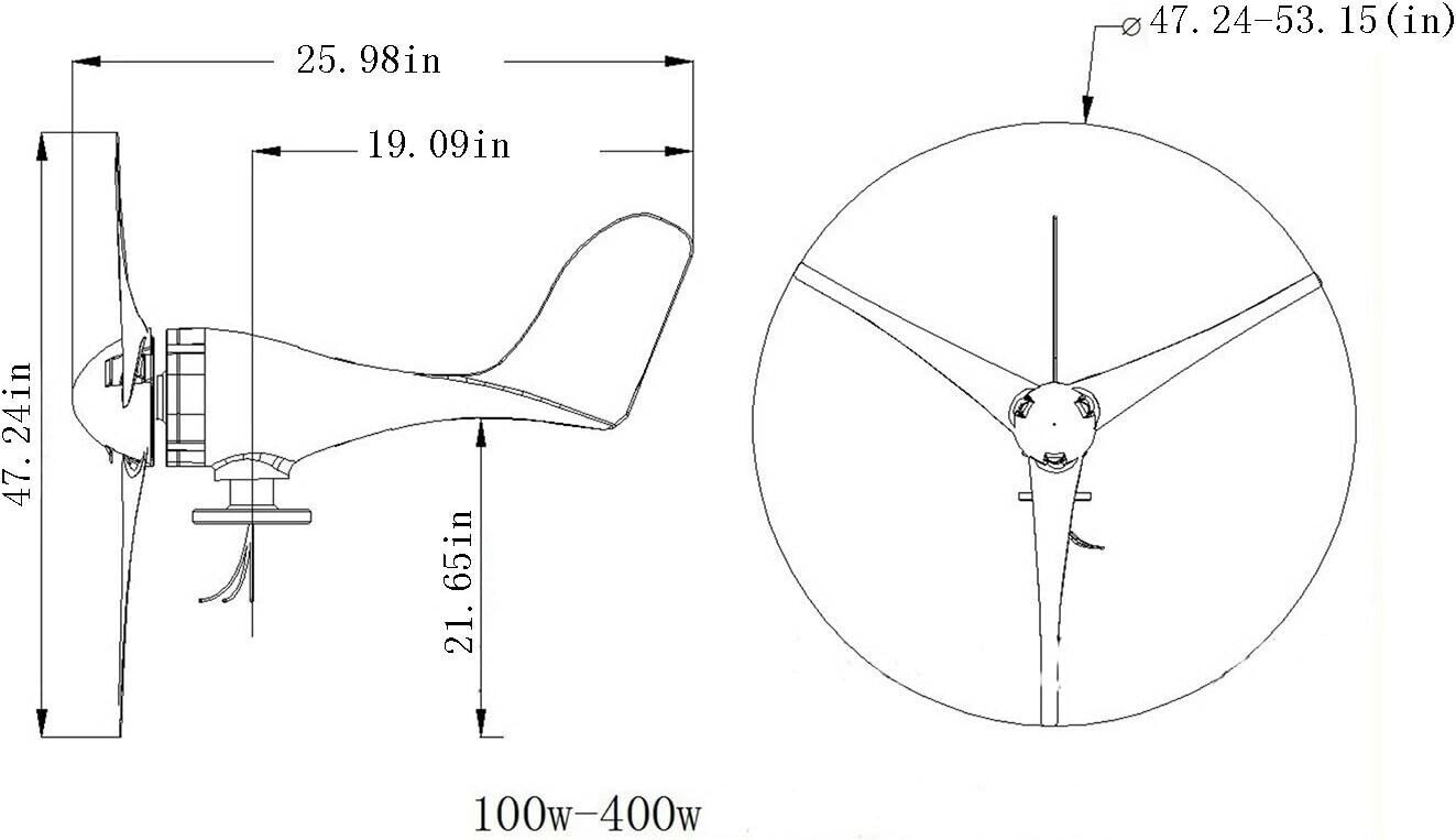 400W 24Volt Wind Turbine Generator Windmill for Wind Solar Hybrid System GL006