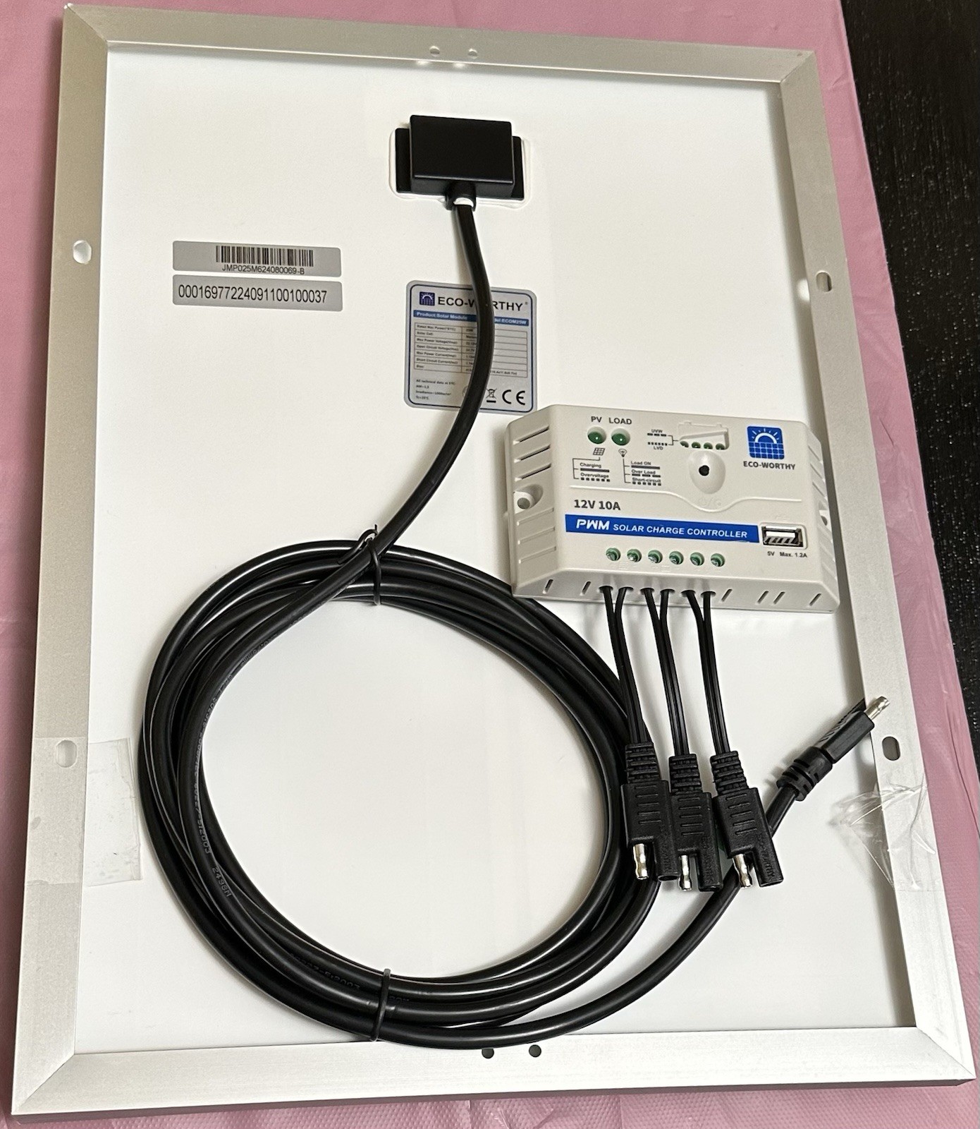 25 Watts 12V Off Grid Solar Panel Kit with Charge Controller No Bracket/box New
