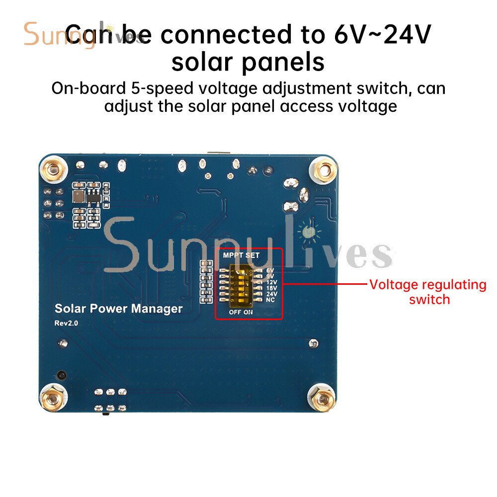 6V~24V Solar Panel Power Management Module Support MPPT 850mAh Li-ion Battery