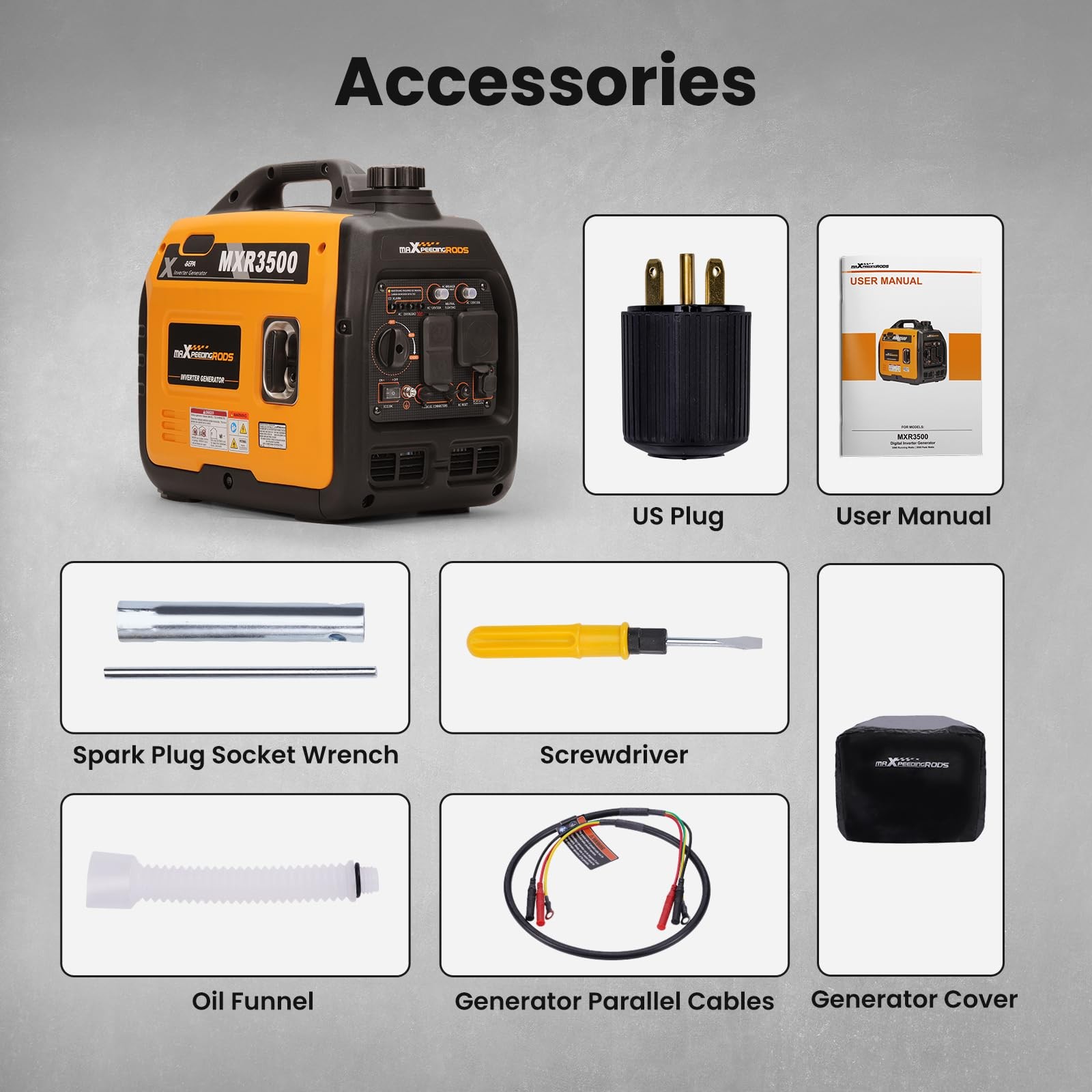 MaXpeedingrods 3500 Watt Portable Inverter Generator Gas Powered, EPA Compliant,