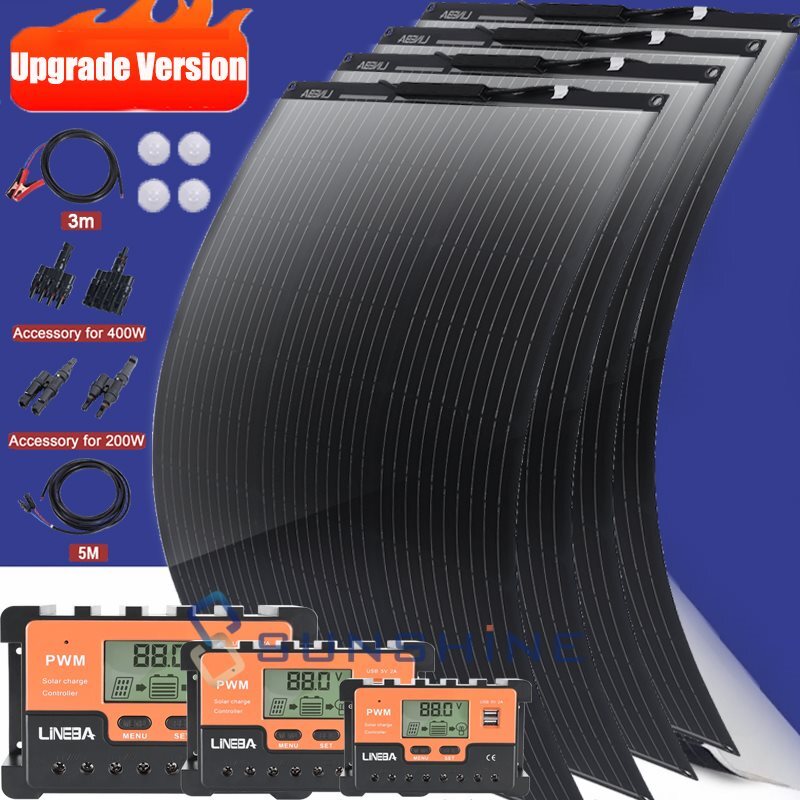400W Flexible Solar Panel Mono Ultra Thin Power Camping Home RV Battery Charge