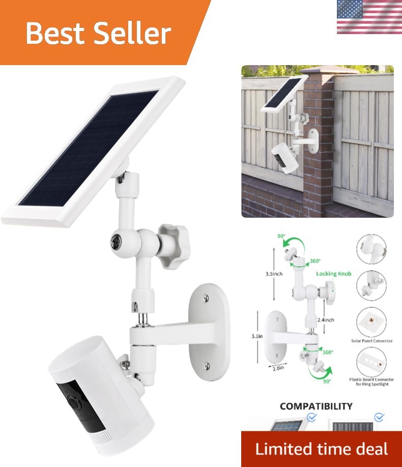 Sturdy Aluminum Wall Mount for Solar Panel & Spotlight Cam – Adjustable Design