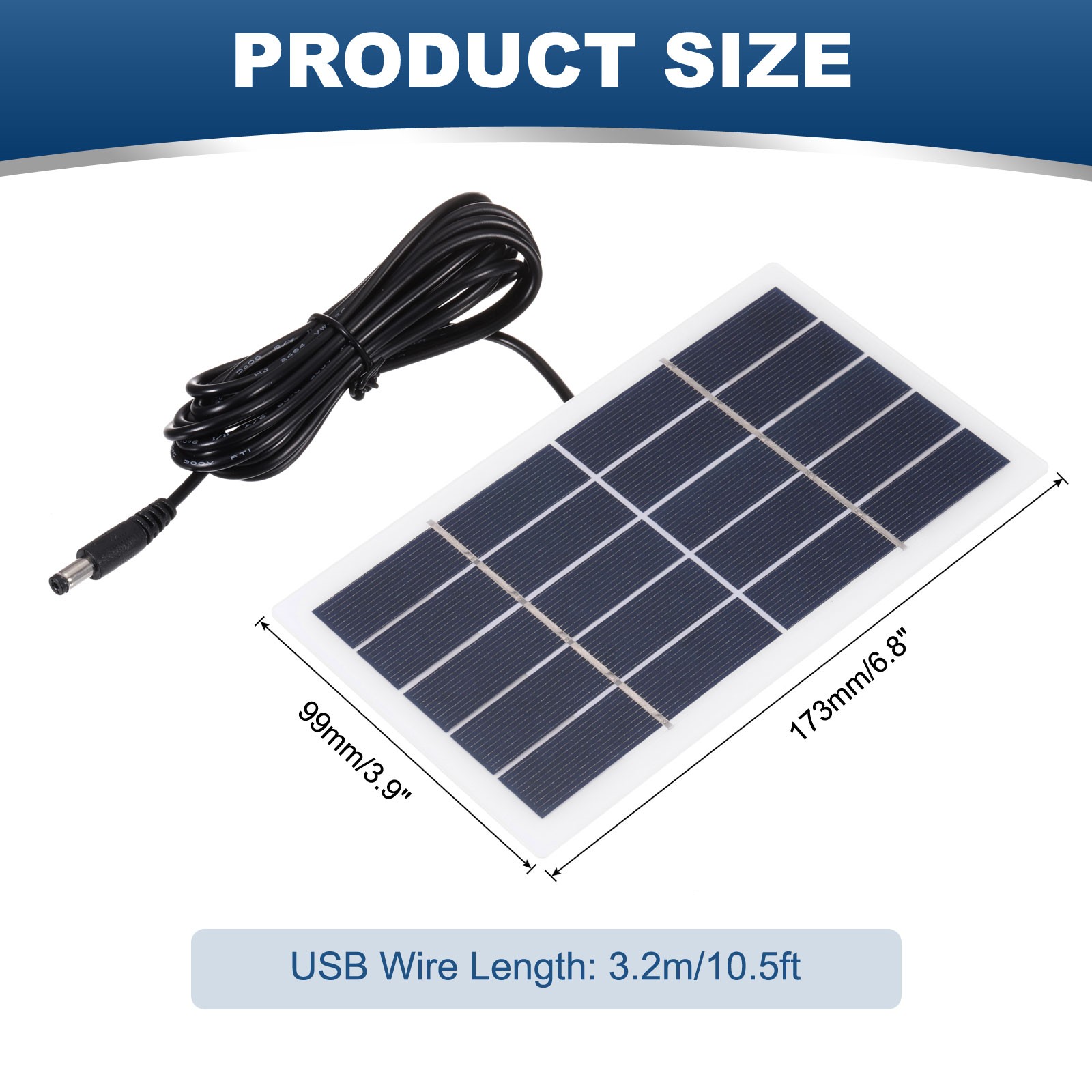 5V 2W 0.4A Mini Solar Panels 3.2m Wire DC Connector Polycrystalline Solar Cell