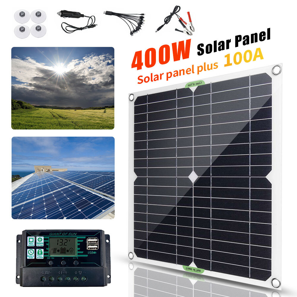 Complete Solar Panel Kit Solar 400W Power Generator 100A Home 12V Grid System