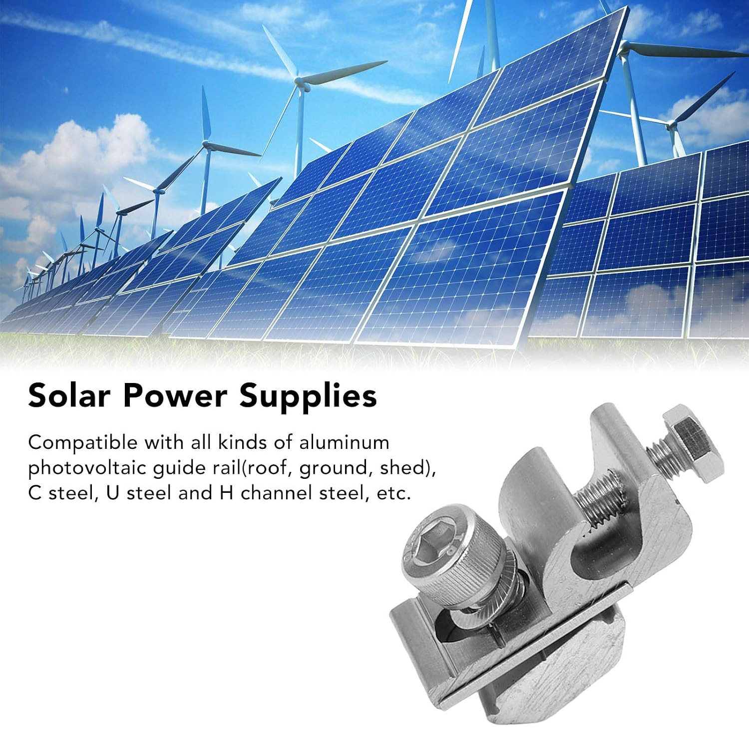 10PCS Solar Mounting System Grounding Clip Lug Bracket Clamps Photovoltaic Suppo