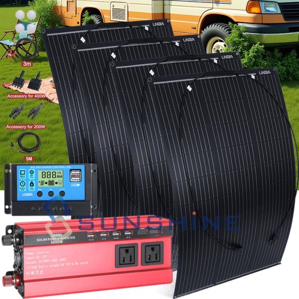 Complete Solar Panel Kit – 5000W Power Inverter, 12V Battery Charger Controller