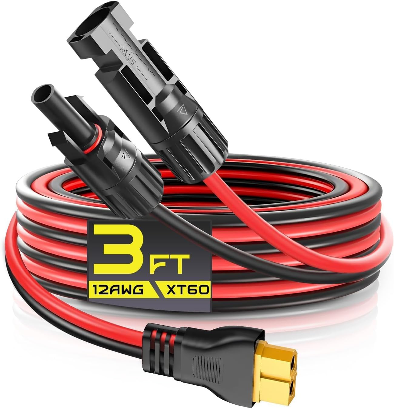 Solar Connector to XT60 Extension Cable 12AWG 3FT Adapter for Lifepo4 Battery RV