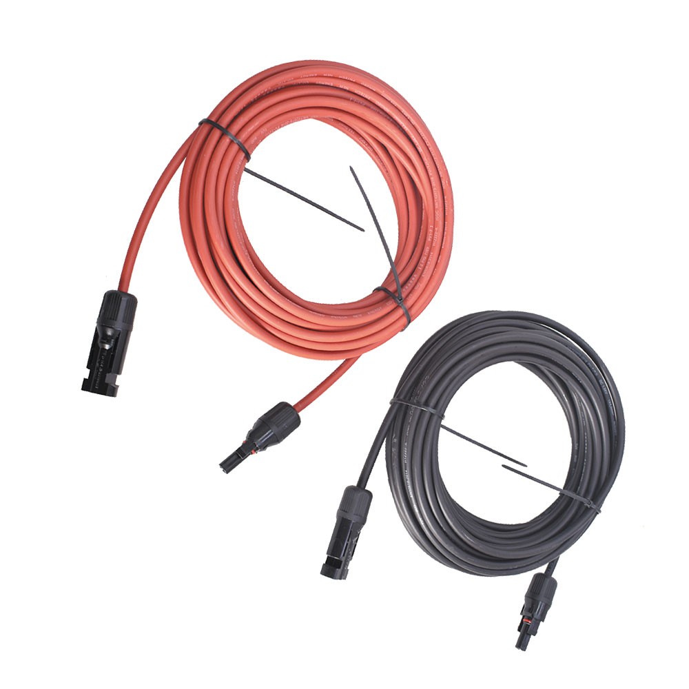 Solar Panel Extension Cable Wire Connector 12/10 AWG1 Pair Black + Red