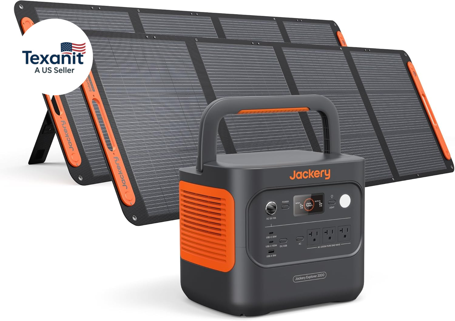 Solar Generator 2000 V2 with 2X200W Solar Panels, 2042Wh/2200W Lifepo4 Portable