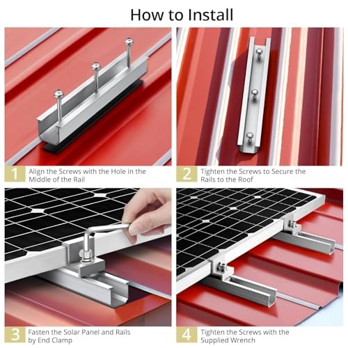 Solar Panel Bracket Kit, 6 Pcs 7.87 in Aluminium Solar Panel Mounting Silver