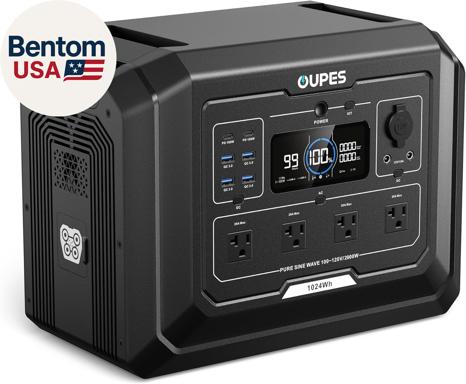 Mega 1 Portable Power Station 2000W (Surge 4500W), 1024Wh Lifepo4 Battery Solar
