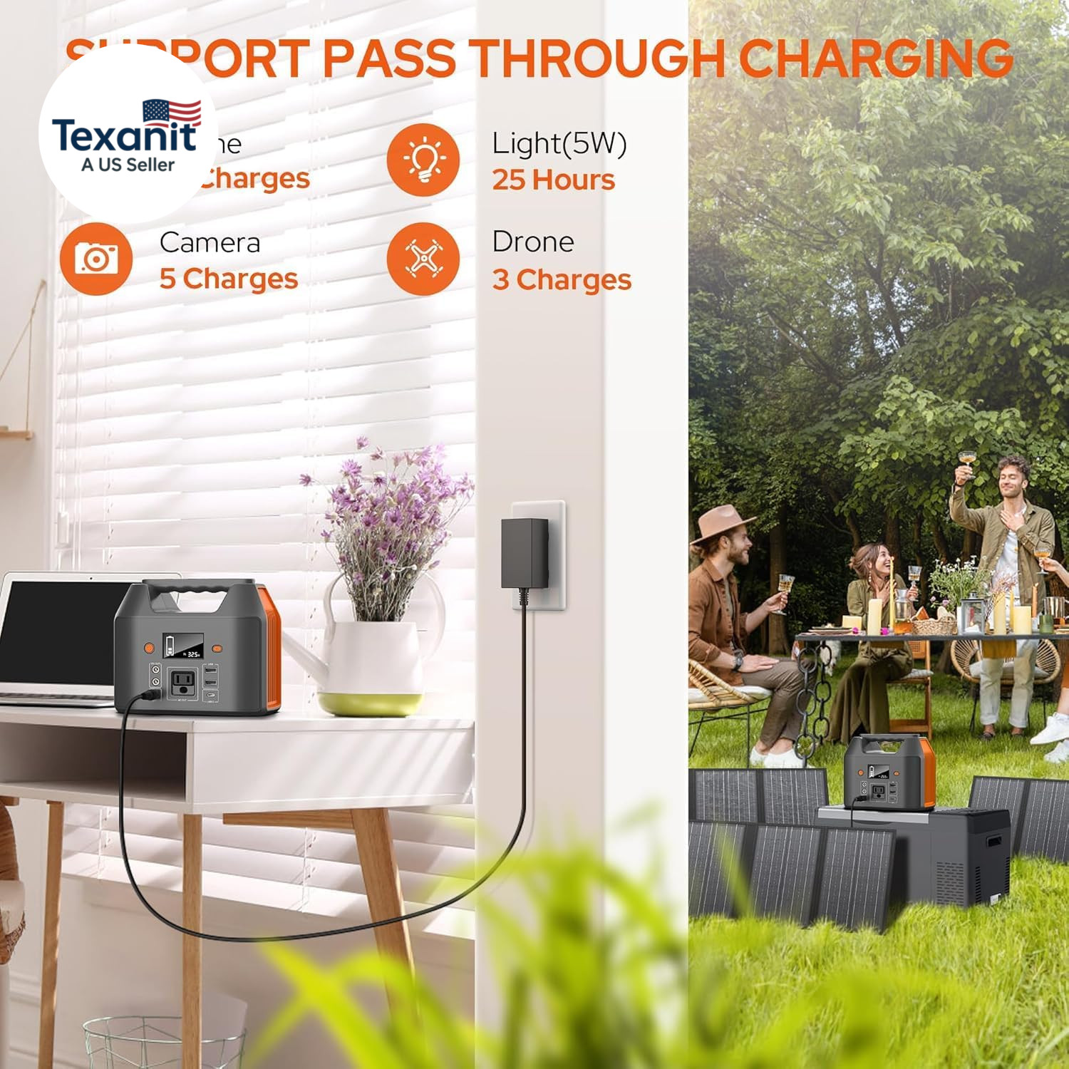 Portable Power Station 150W 155Wh Solar Generator 110V 42000Mah Portable Power B
