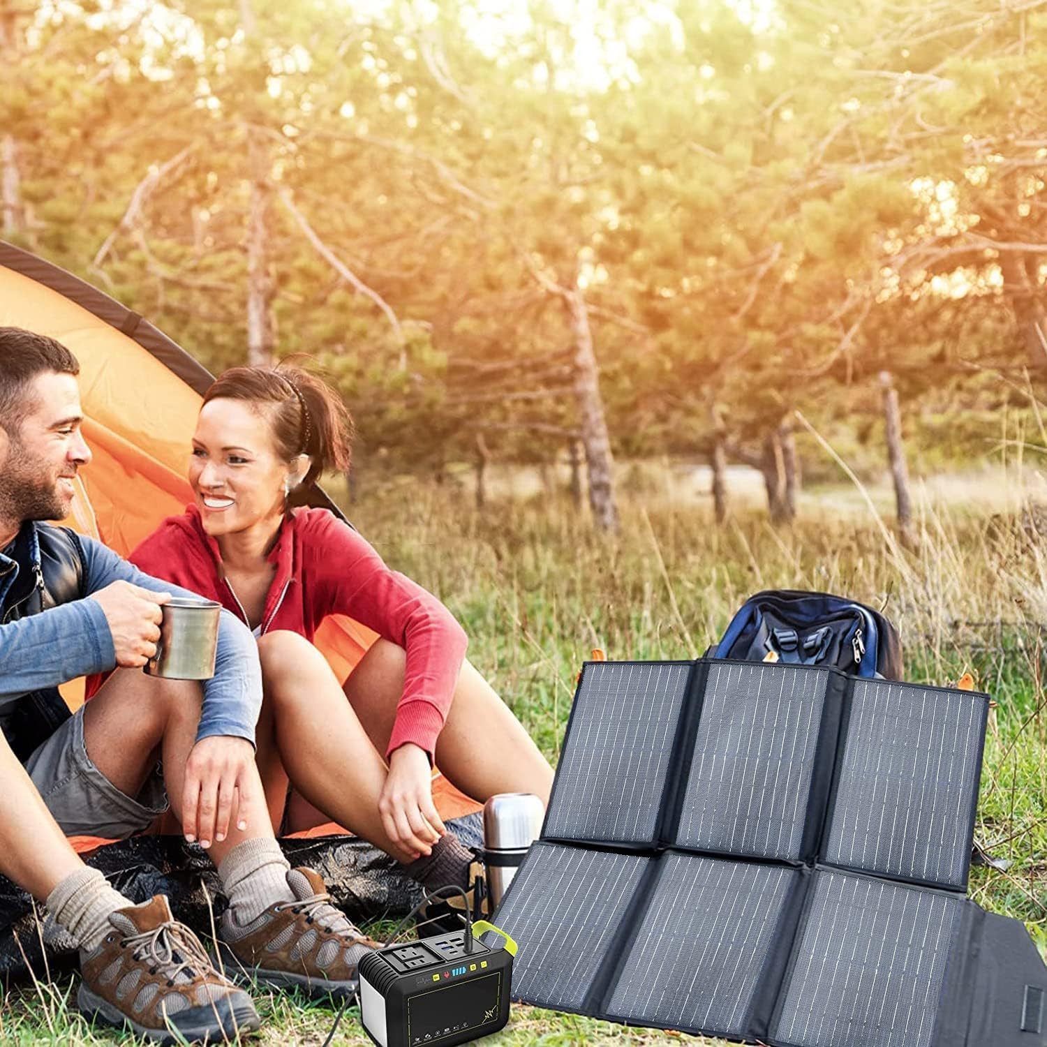 60W Portable Solar Panel for Power Station, 24% High Efficiency Foldable Solar C