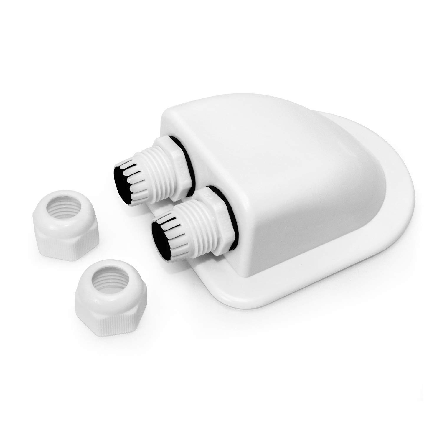2 Pack IP68 Solar Double Cable Entry Gland for RV Caravan Marine ABS White Roofs