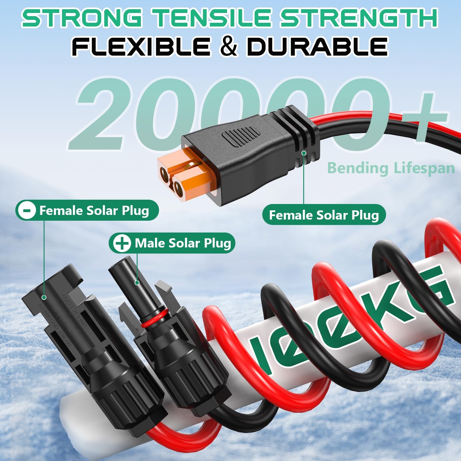 12AWG XT60i Solar Cable 20FT, Solar to XT60i Cable 3 10 15 25 30 40 50FT, Sol…