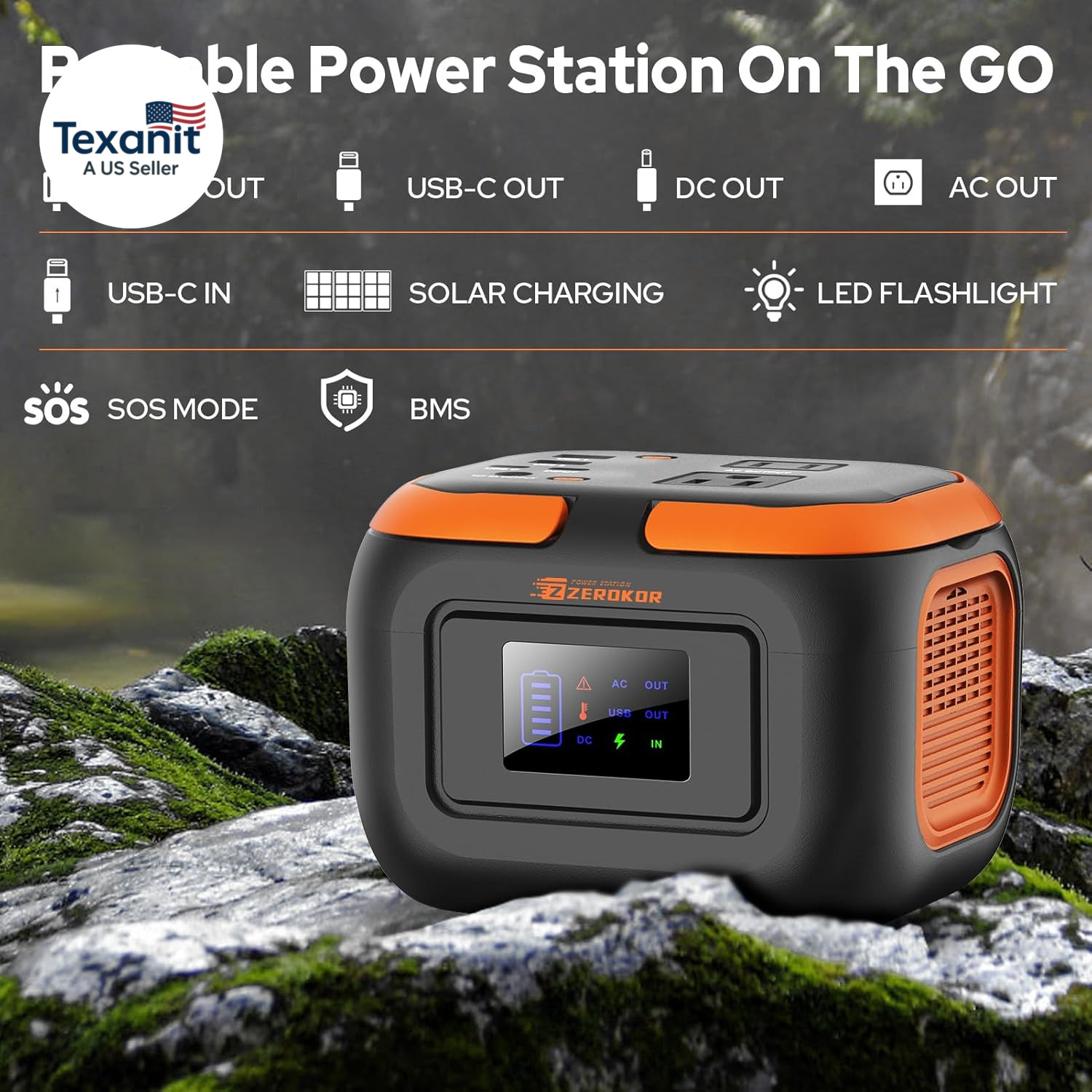 Portable Solar Power Station 100W with Foldable 40W Solar Panel,120W 110V Portab