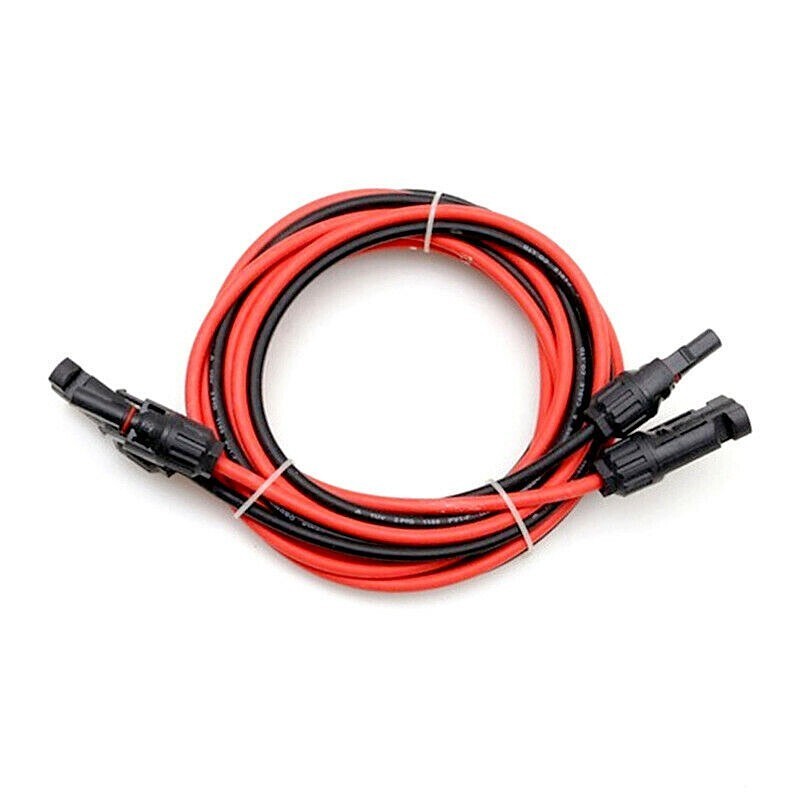 10 AWG 15 FT 1 Pair Solar Panel Extension Cable Wire Connector Black + Red