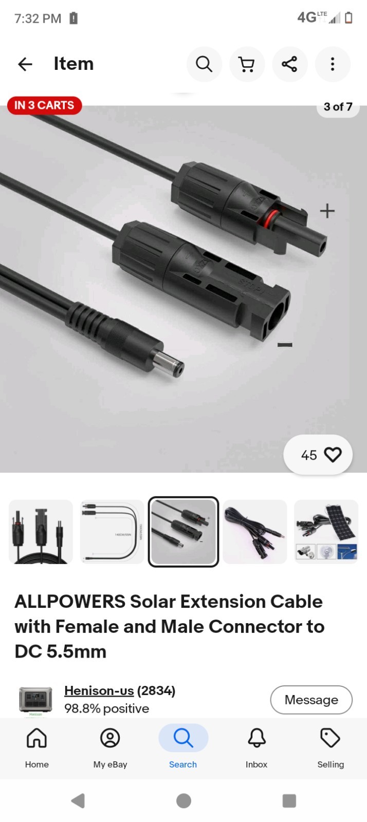 ALLPOWERS Solar Extension Cable with Female and Male Connector to DC 5.5mm