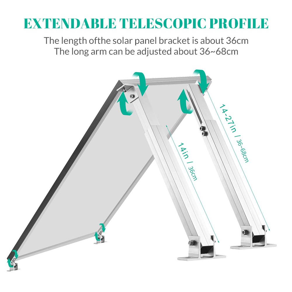 2pcs set Solar Panel Brackets Tilt Mount Roof Wall Flat Surface Adjustable Frame