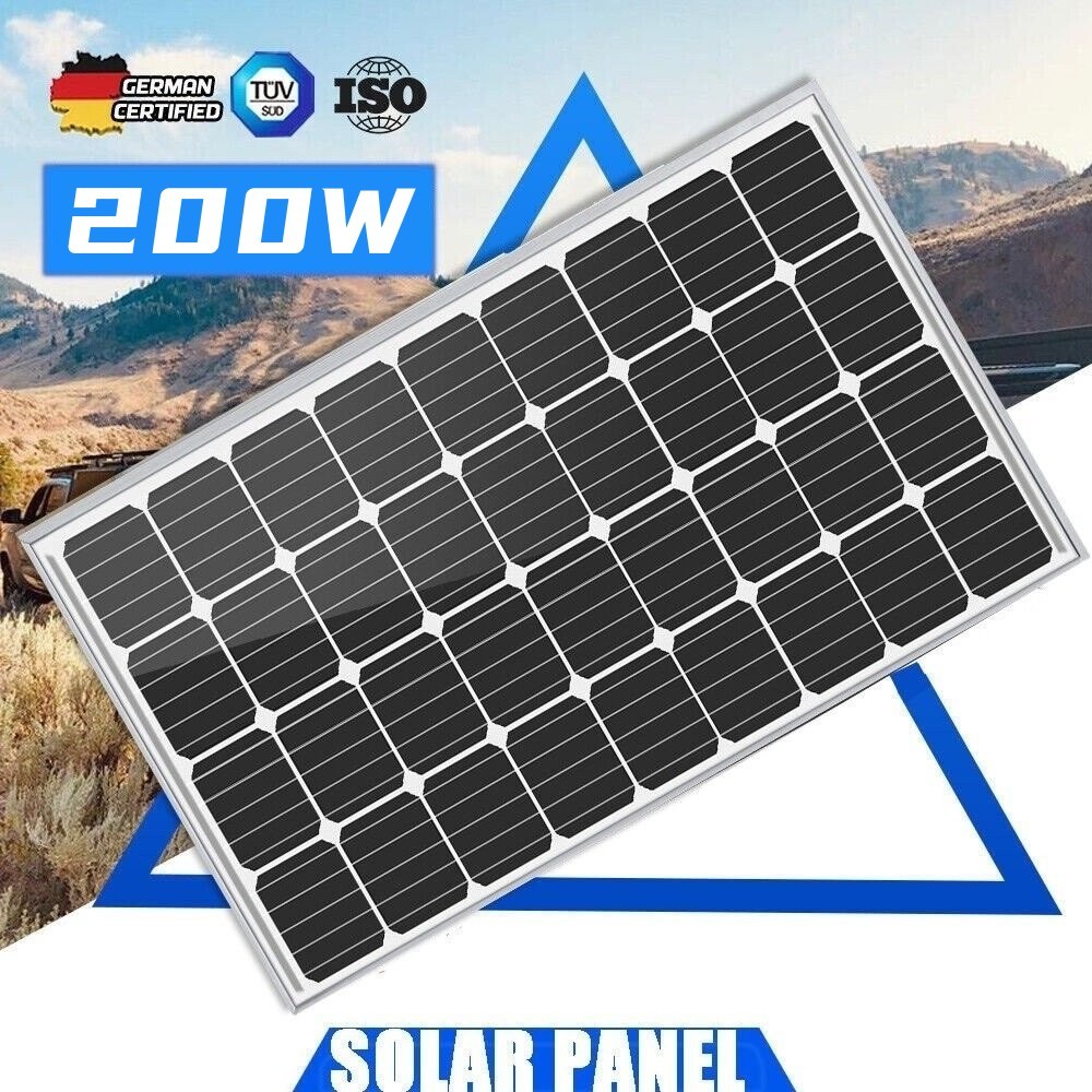 Solar Panel 12 Volt 200 Watt Monocrystalline Solar Panel High Efficiency NEW