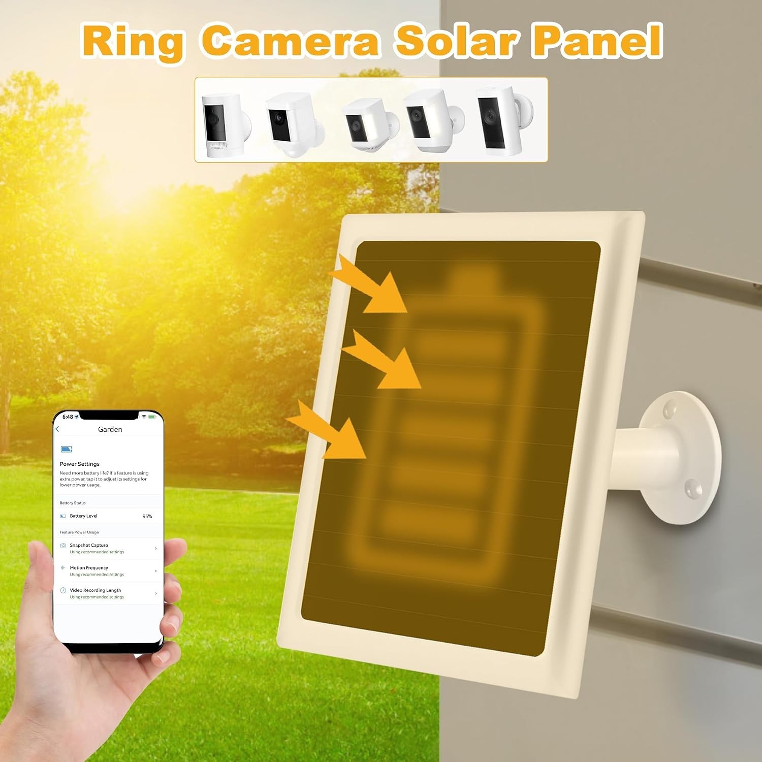 Solar Panel Charger for Ring Camera, Compatible with Stick Up Camera Battery,…