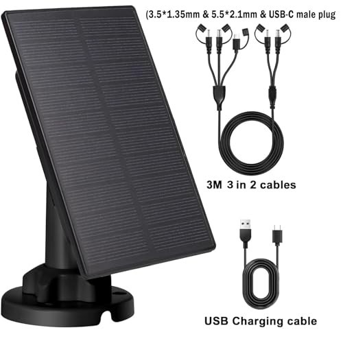 Solar Panel for Trail Cameras, 5000mAh Rechargeable Battery, IP66 Waterproof, 10