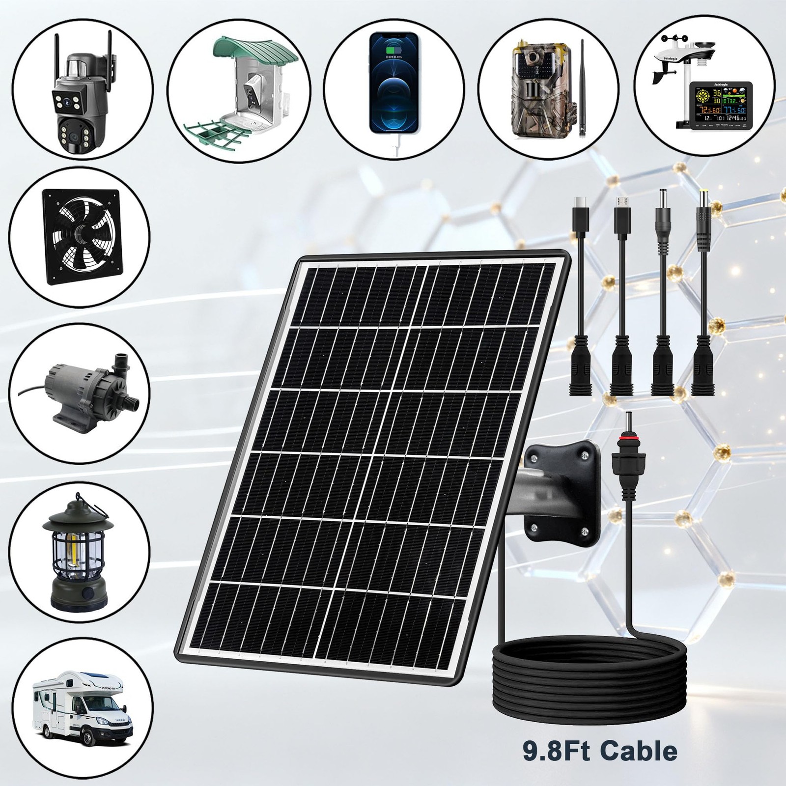 15W Solar Panel Kit with Built-in 16000mAh Battery Voltage: 5V/6V/9V/12V