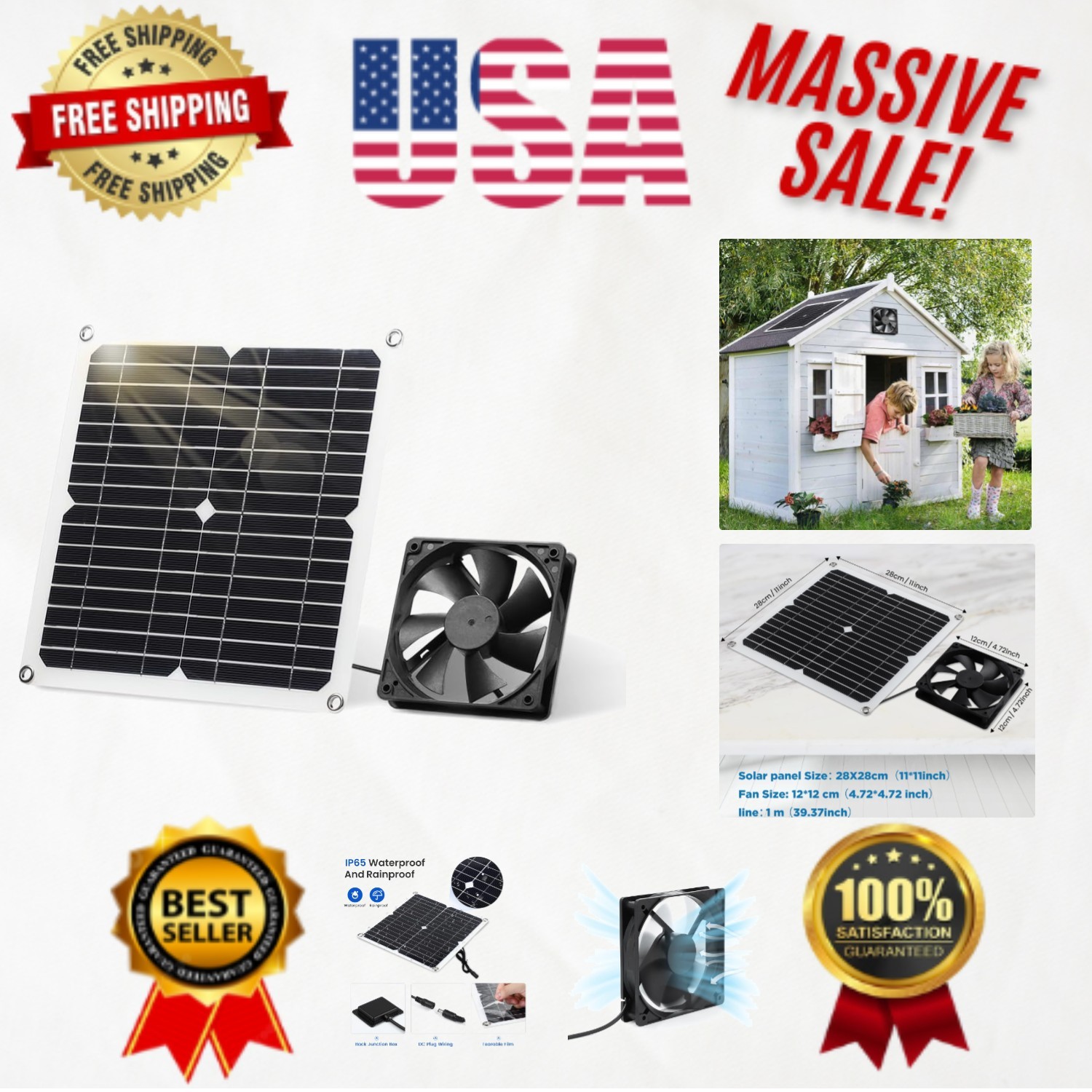 Eco-Friendly Solar Panel Fan System – Ideal for Pet Houses and Small Sheds
