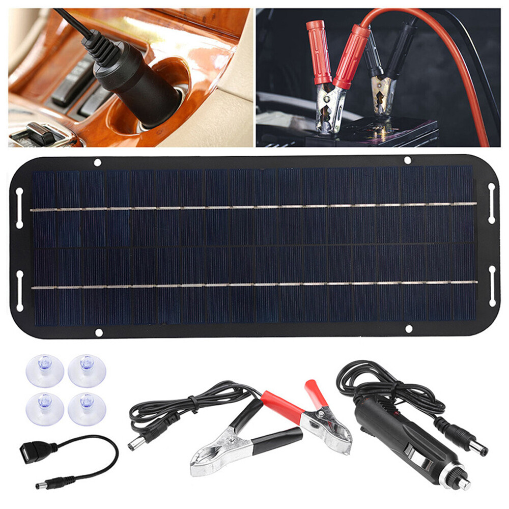 30W Solar Panel 12V Trickle Charger Battery Charger Kit Black For Boat Car RVs