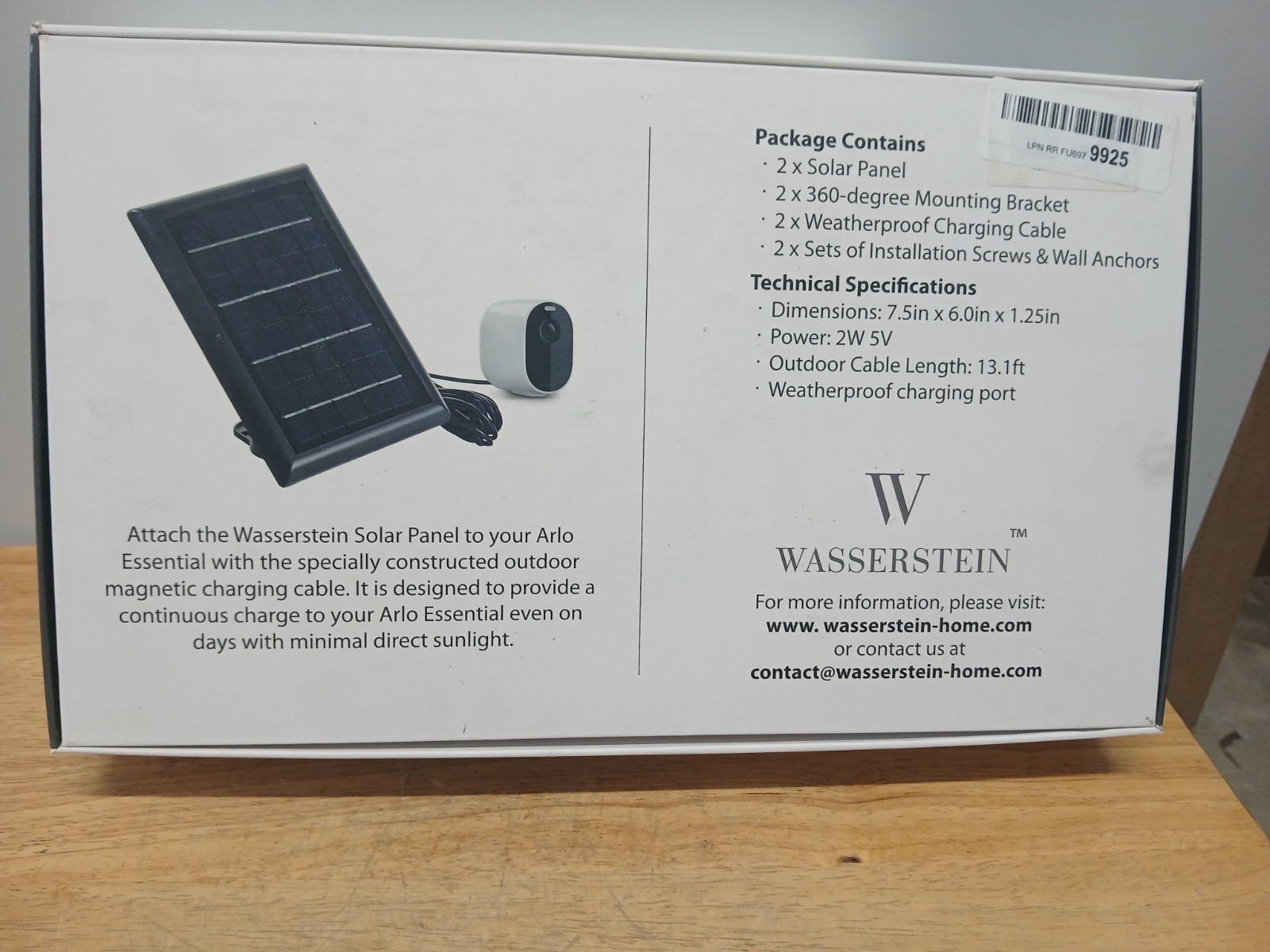 Solar Power Panel for Arlo Essential Camera Weatherproof Outdoor 2 Pack – Black