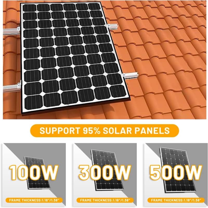 Solar Panel Mounting Rail Kit Roof Bracket Set for Tile Roof 1/2/4 Panels