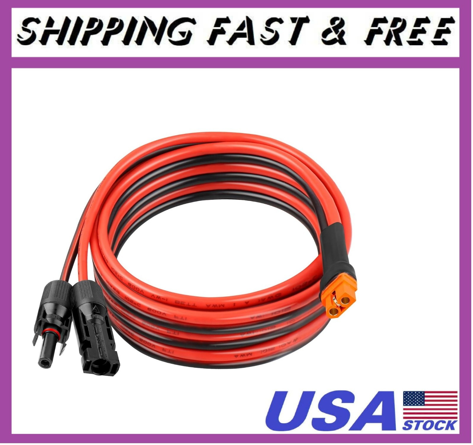 10AWG 15FT Solar to XT60i Extension Cable 3 6 10 35 50 75 100FT Heavy Duty