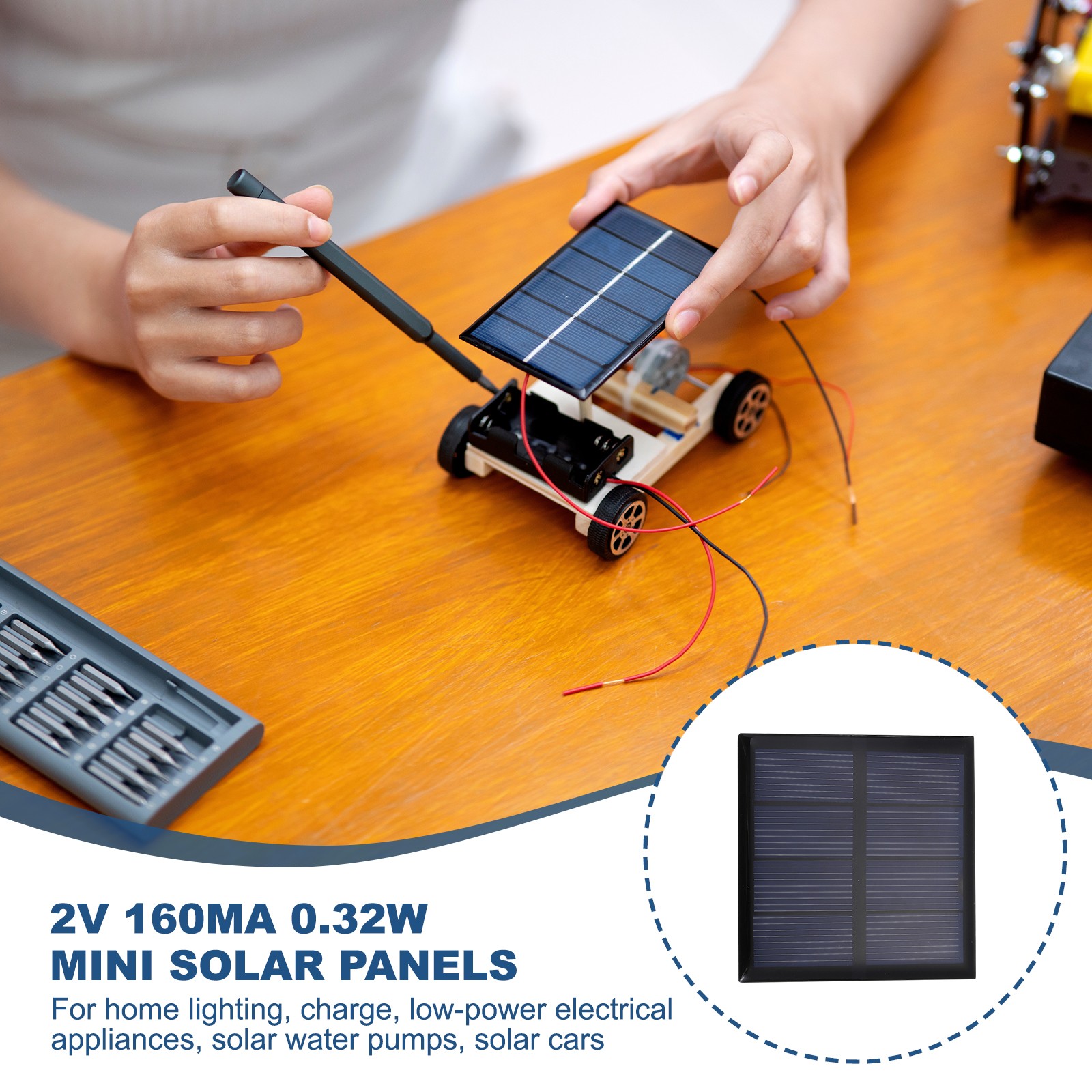 2Pcs 2V 0.32W 160mA Mini Solar Panels, Solar Photovoltaic Power Cells