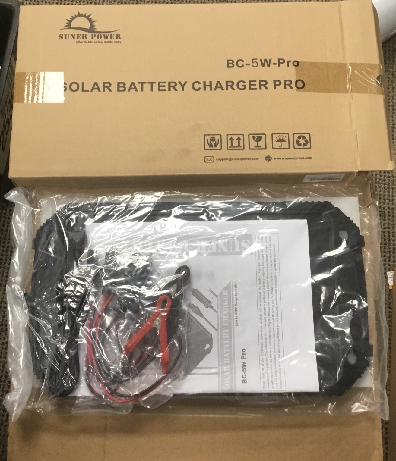 Sun Power Waterproof 5 Watt 12V Solar Battery Charger Pro BC-5W-Pro