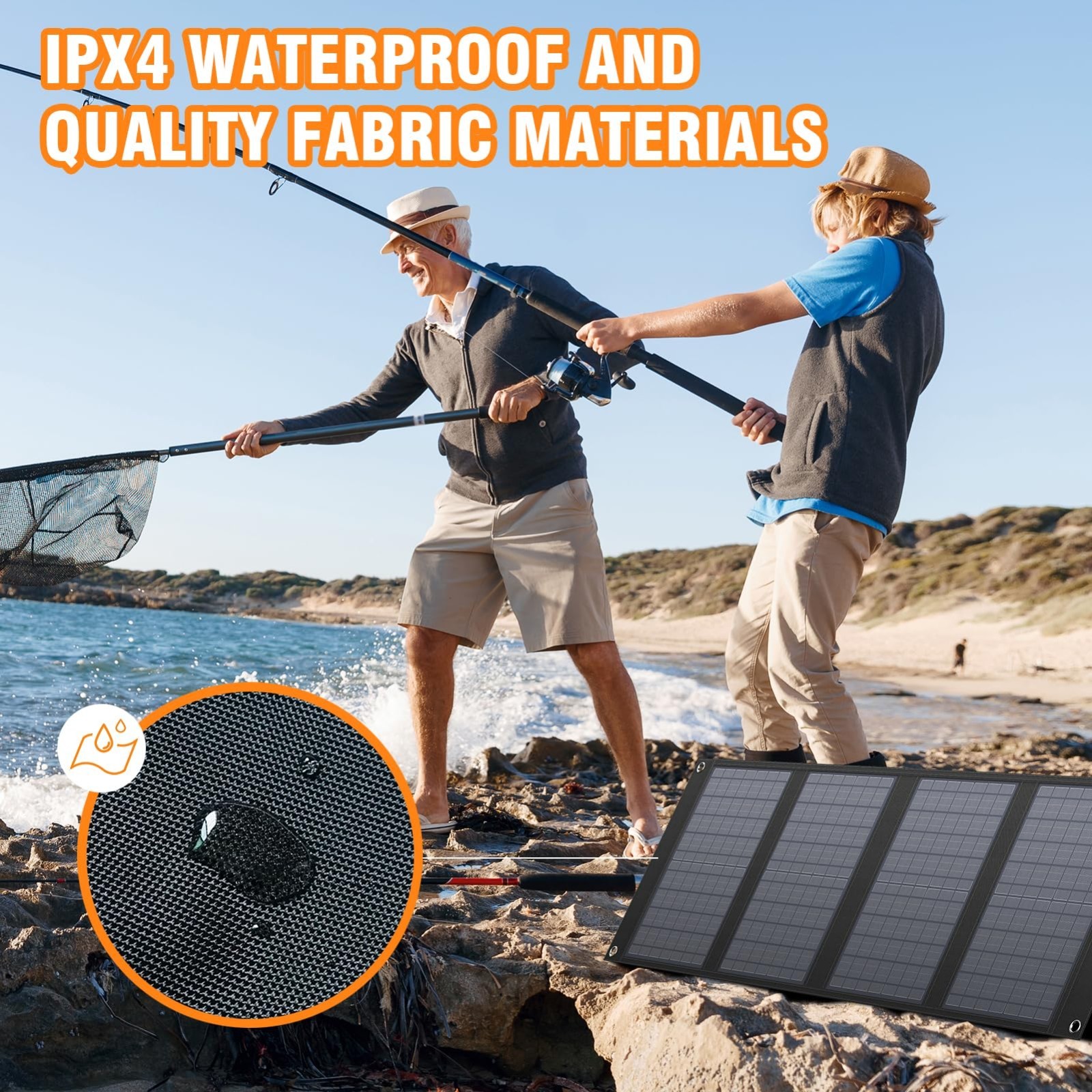 40W Foldable Solar Panel Charger for 100W-200W Power Station, USB QC3.0, 11 Conn