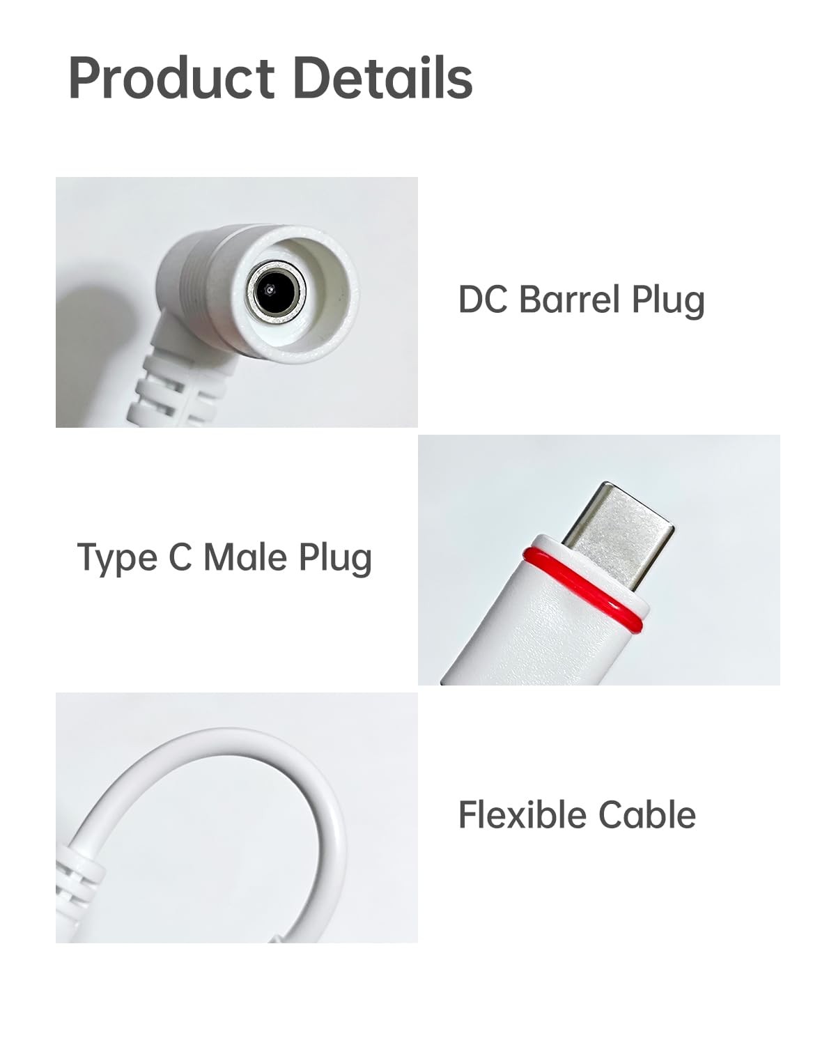 Naubluvo Barrel Plug to USBC Adapter for Ring USBC Cameras and Barrel Plug So…