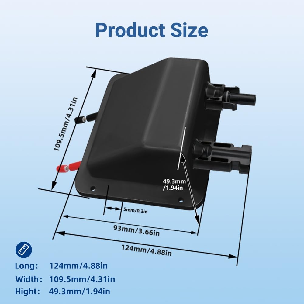 Solar Entry Gland, Dual Cable Entry Housing with 1ft 10awg Solar Cable, IP68 UV