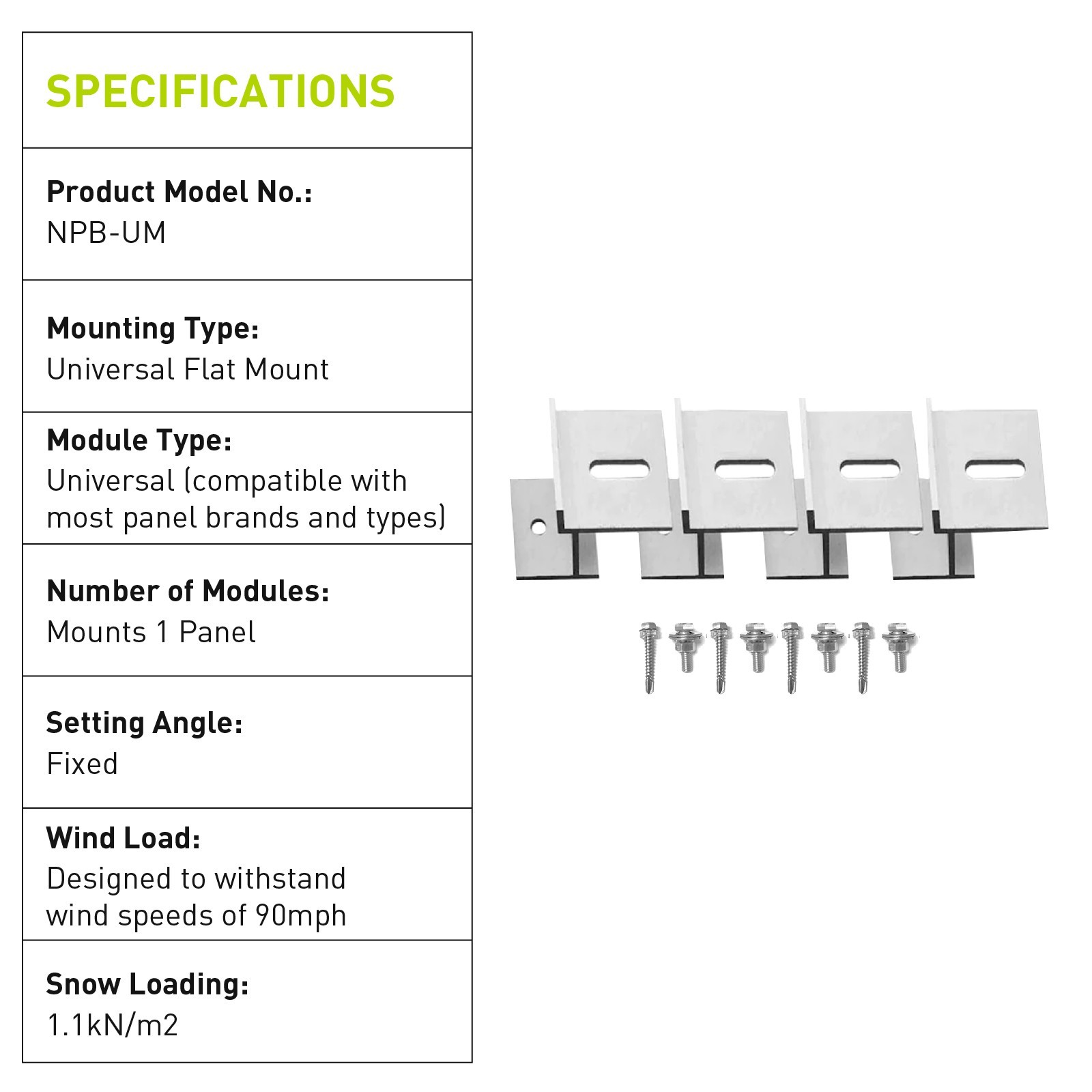 Newpowa Solar Panel Universal Flat Mount Z Small Bracket Kit Roof Aluminum