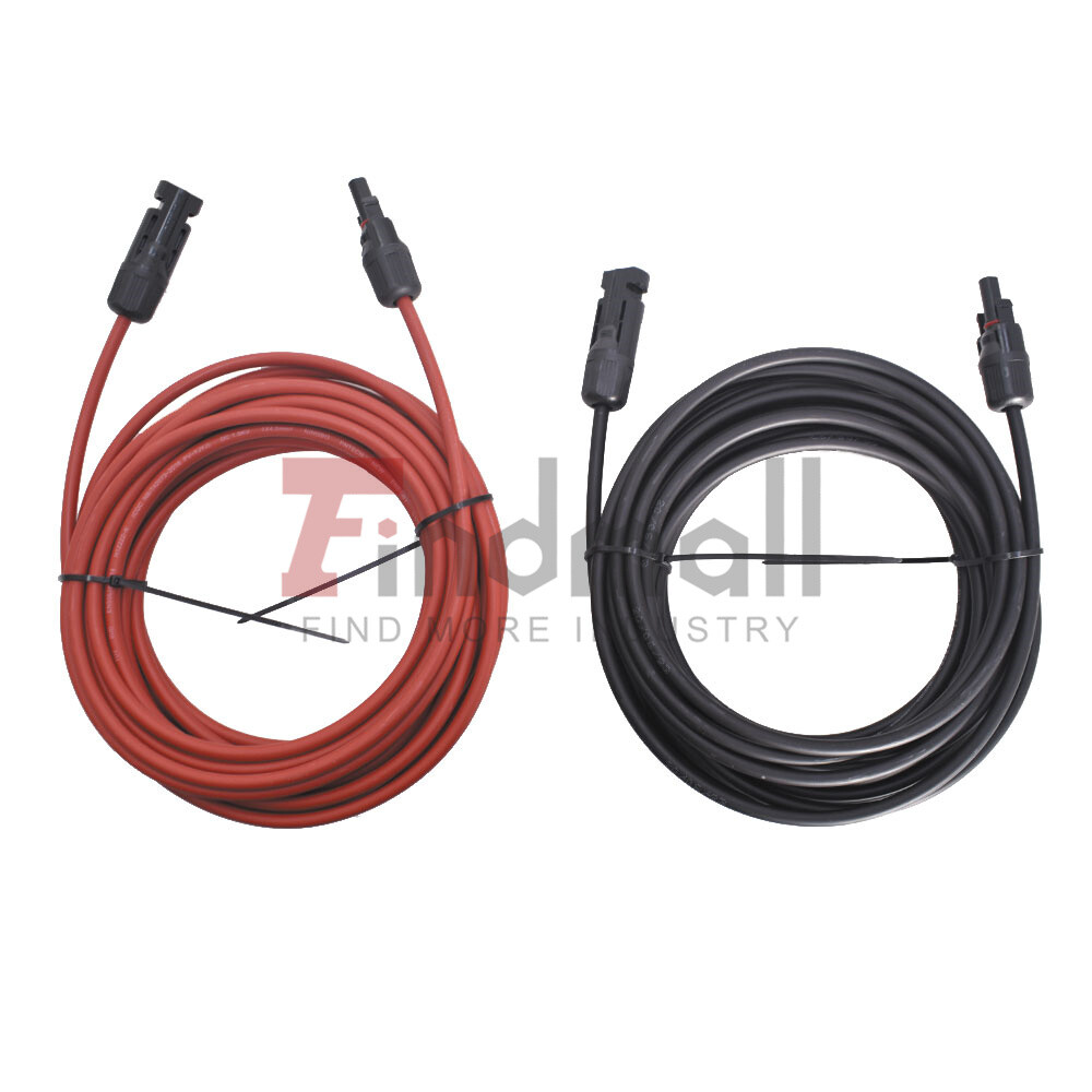 1 Pair Black + Red Solar Panel Extension Cable Wire Connector 12/10 AWG