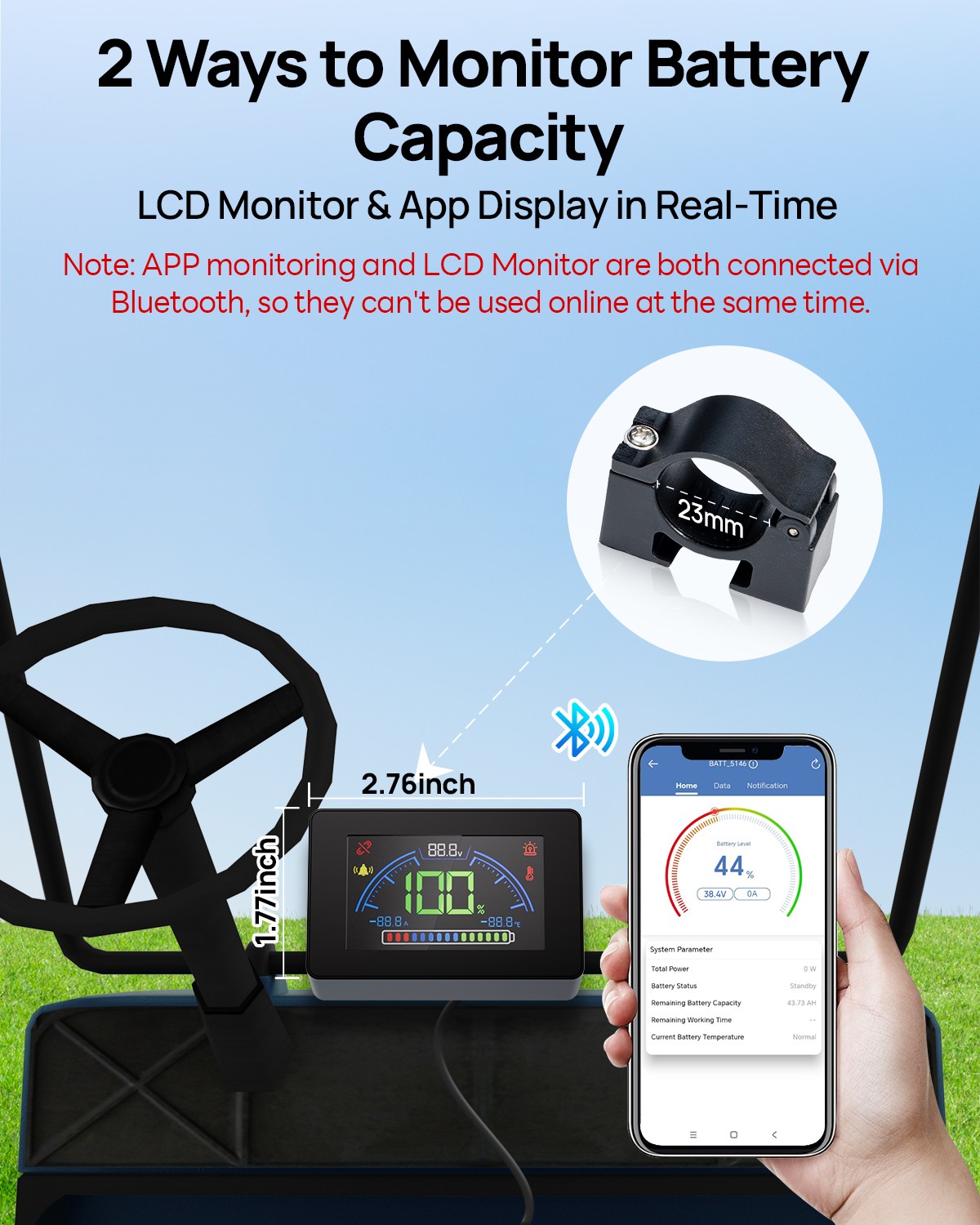 DC HOUSE 36V 100AH Lithium Golf Cart Battery with Switch Bluetooth Monitor Used