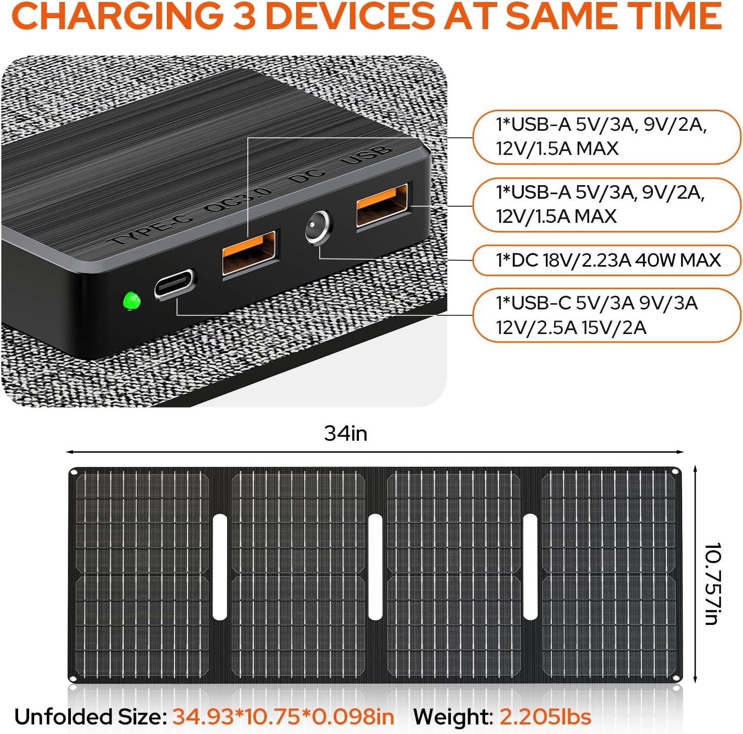 Portable Lithium-Ion Battery Pack with Solar Panel