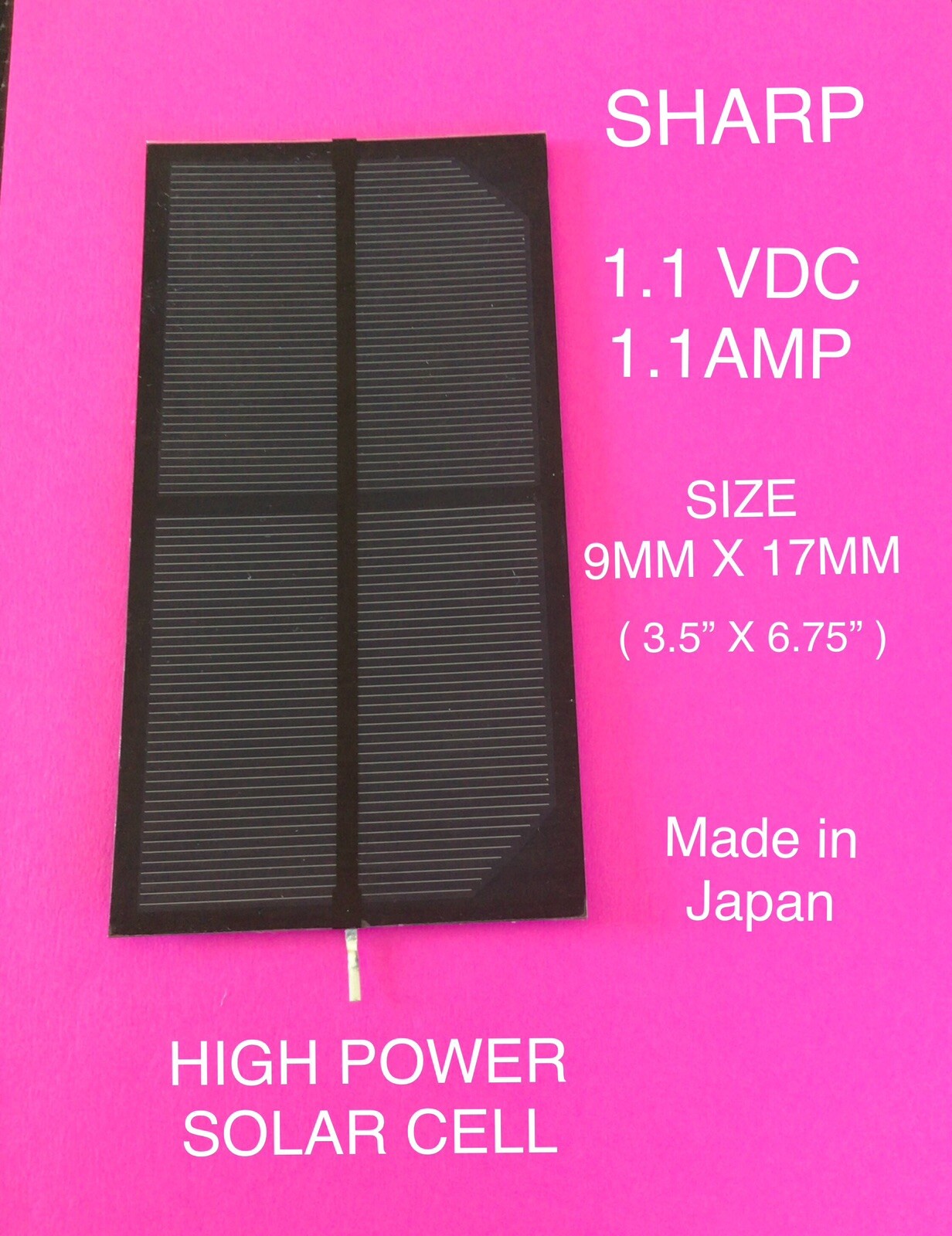 Sharp Solar Cell Module NEW 1.1VDC 1.1AMPS, MADE IN JAPAN EXCELLENT HIGH QUALITY