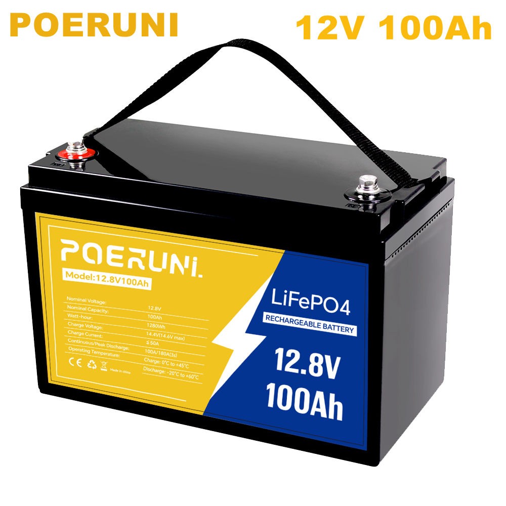 100Ah 12.8V LiFePO4 Lithium Deep Cycle Battery BMS For Solar Homes RV