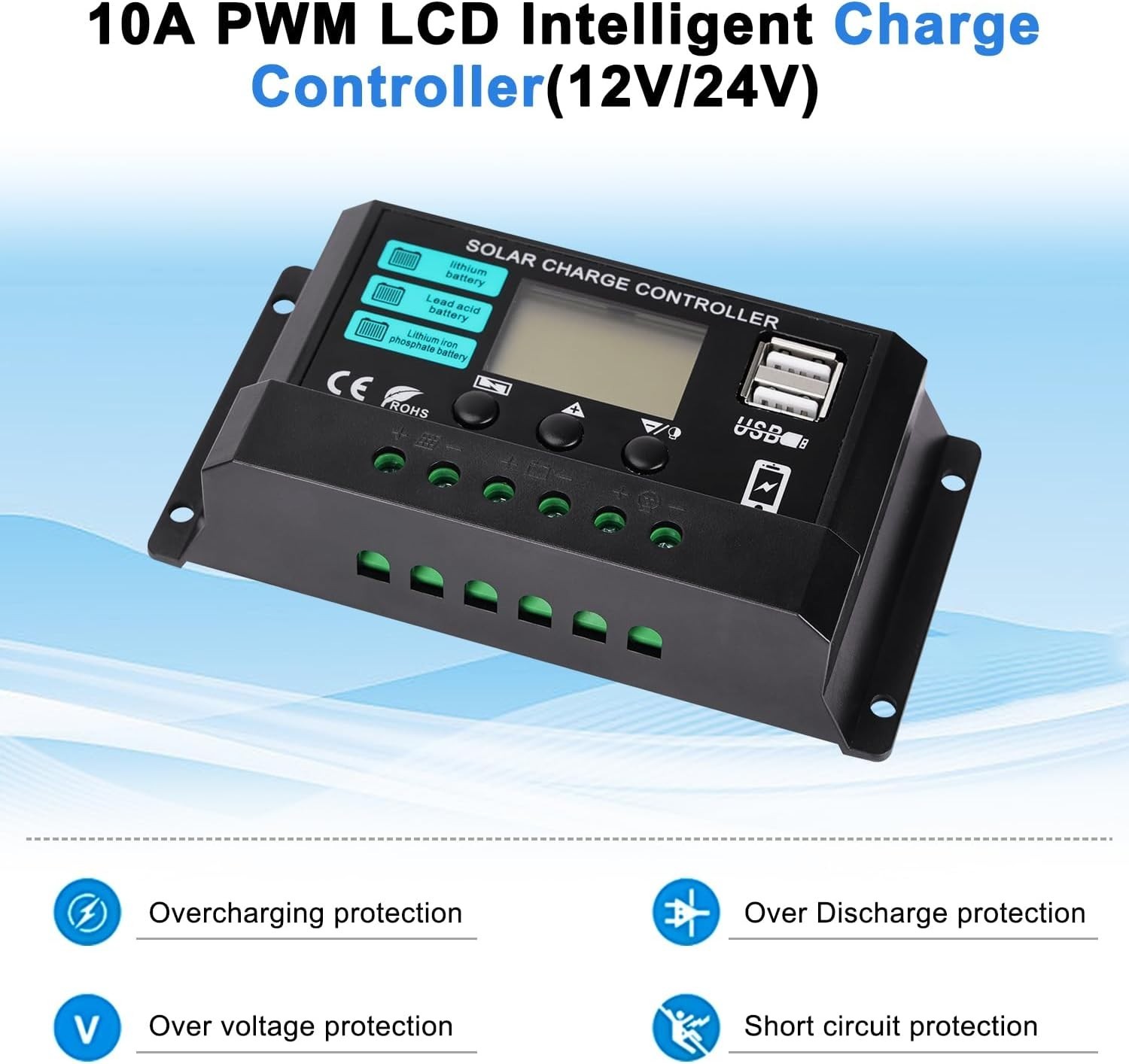 Solar Panel Kit 25W 12V Solar Battery Charger with 10A Charge Controller and …