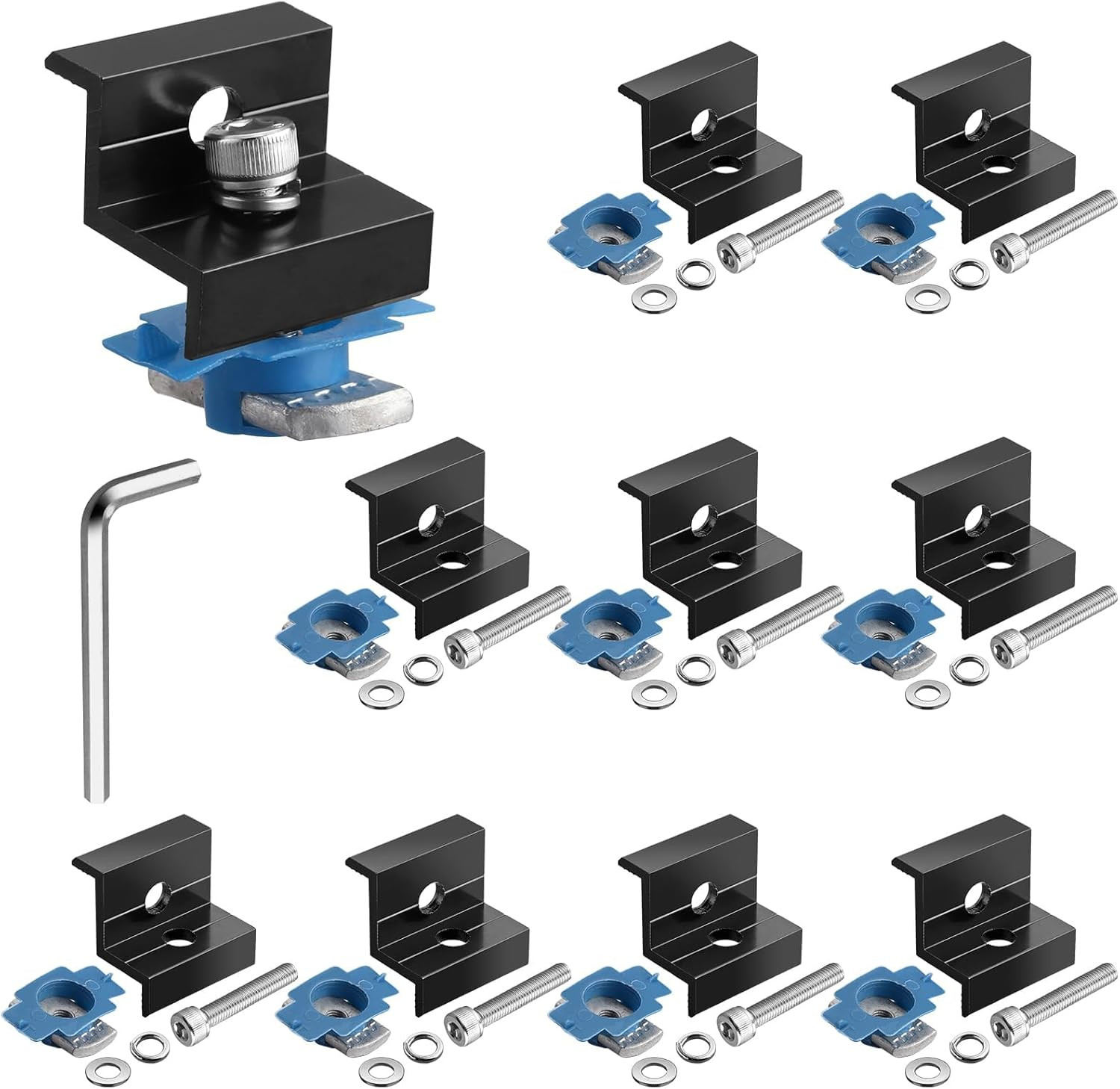 10pcs Solar Panel End Clamp for Standard Unistrut, Aluminum 30mm/35mm Solar Pane