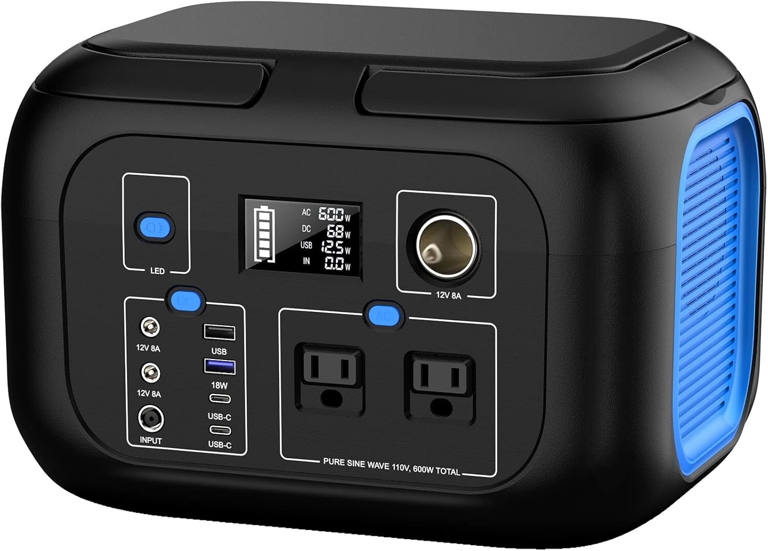 600W Portable Power Station – 296Wh Solar Generator with 9 Outputs & Fast Charge