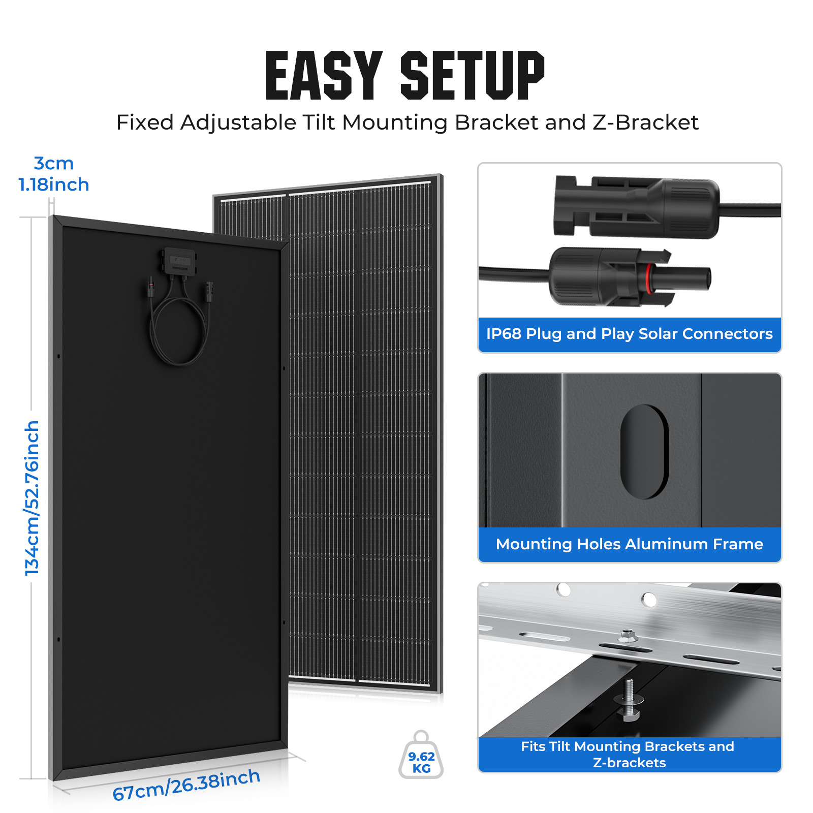 200W Watt Solar Panel N-Type Mono 12V 18BB Home RV Boat Camping PV Off Grid